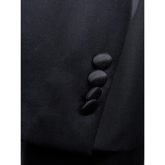 Indochino Black Wool Tuxedo Men 40L One Button Jacket Blazer Solid Black Vented - Picture 7 of 15